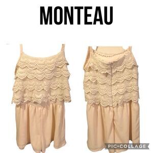 Monteau Champaign Lace Sleeveless Fully Lined Boho Romper Size Small